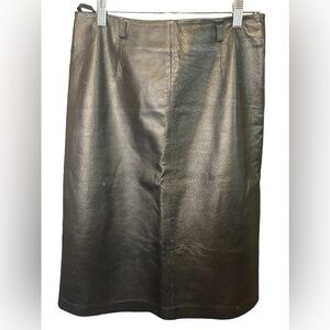 Boutique Europa Midi Black Leather Skirt Size 6